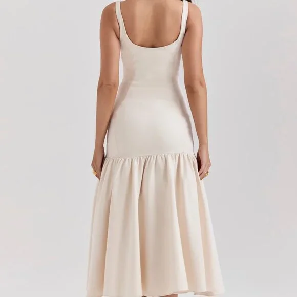 House of CB Amore Vintage Cream Dropped Waist Midi Dress - Size Small -  threedaughtersproperties.com
